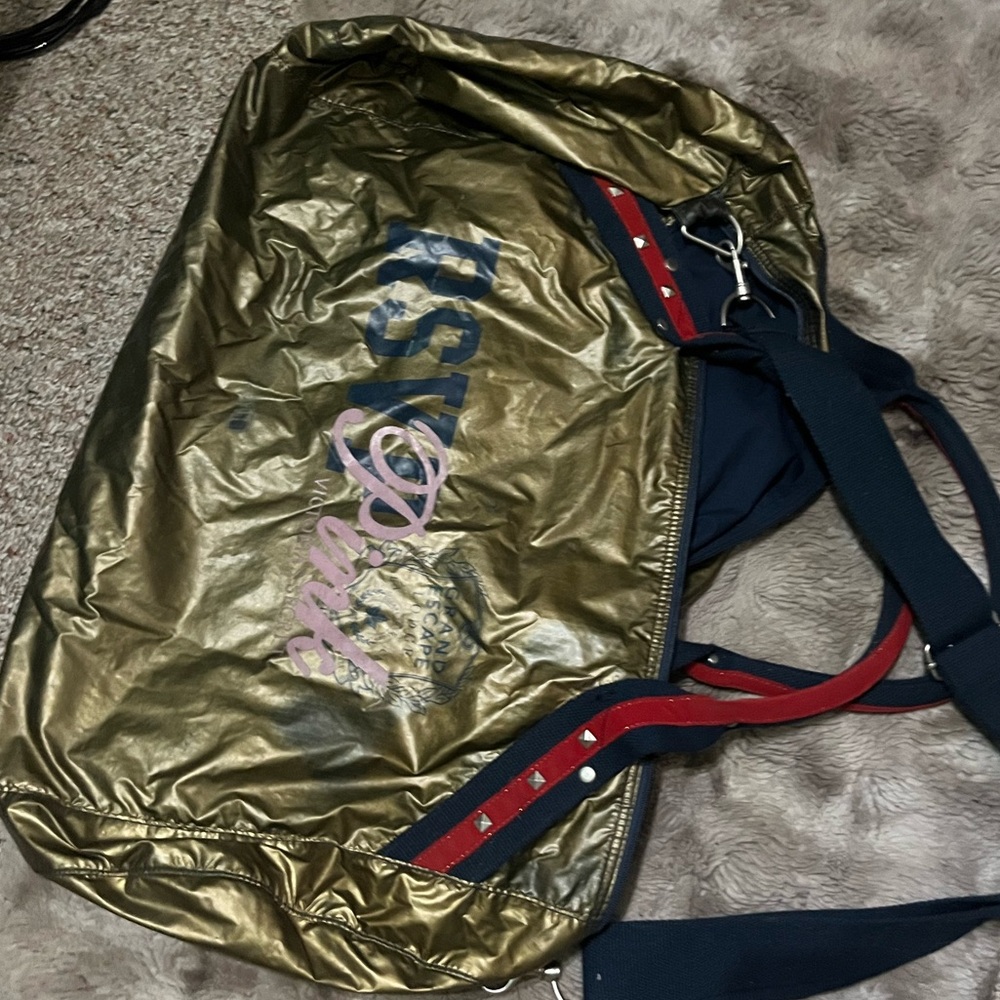 Victoria's Secret Gold and Blue Travel Bag